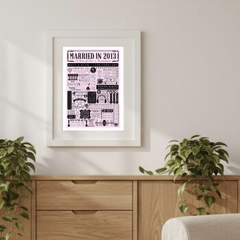 2013 Personalised 13th Lace Wedding Anniversary Poster, 6 of 11