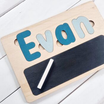 Children's Wooden Name Puzzle With Chalkboard, 7 of 9