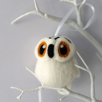 Felted Owl Christmas Decoration Snowy Owl Or Barn Owl, 2 of 10