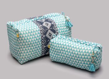 Aqua Alibag Triangle Pattern Cotton Make Up Bag, 12 of 12