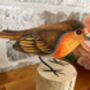 Robin Statue Sculpture Wooden Bird For Home Or Garden, thumbnail 8 of 8