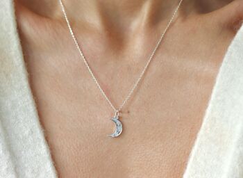 Love You To The Moon And Back Necklace Silver Moon, 4 of 5