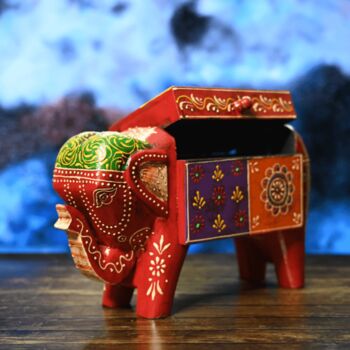 Hand Painted Indian Elephant Treasure Box, 2 of 3