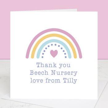 Thank You Nursery Personalised Rainbow Card, 2 of 3
