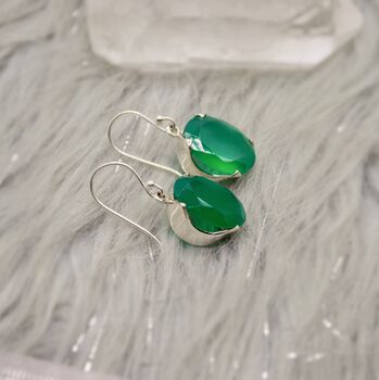 Green Onyx Silver Earrings, 2 of 12