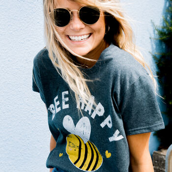Bee Happy Women's Slogan T Shirt, 3 of 4