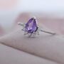 Genuine Pear Cut Amethyst Purple Crown Ring, thumbnail 5 of 11