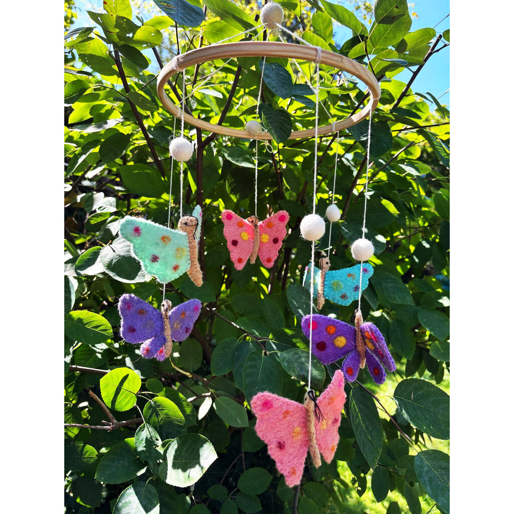 Felt Butterfly Mobile In A Personalised Bag