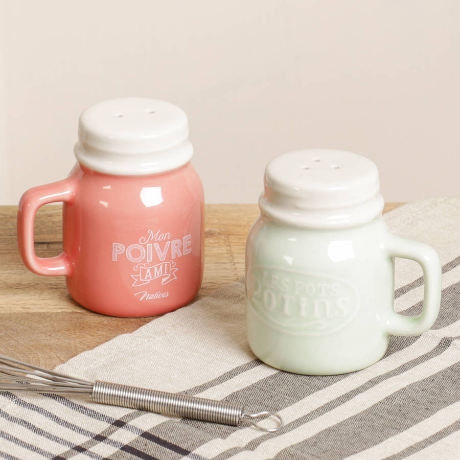 French Pastel Salt And Pepper Pots By Dibor