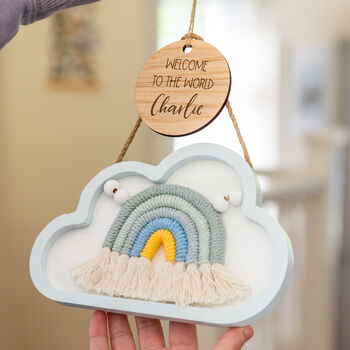 Personalised Welcome To The World Cloud Nursery Sign, 2 of 5