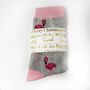Personalised Christmas Flamingo Bamboo Socks With Gold Foil Label, thumbnail 4 of 12