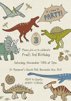 Digital Download Kids Party Invitation Dinosaur Theme, 2 of 3