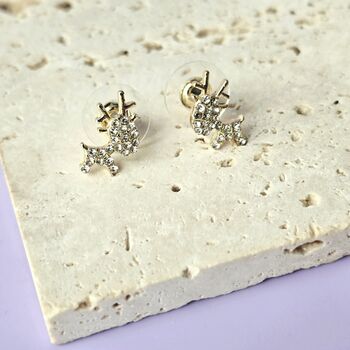 Sparkly Reindeer Stud Earrings, 2 of 3