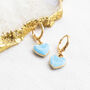 Gold Plated Blue Enamel Heart Huggie Earrings, thumbnail 1 of 8