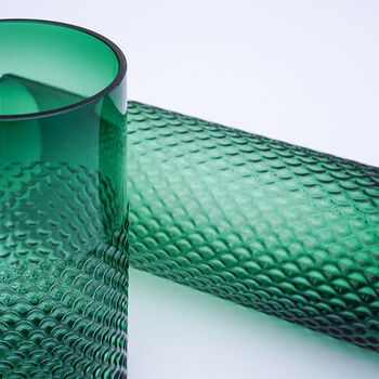 Tall Green Textured Recycled Glass Vase, 2 of 8