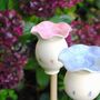 Pink Ceramic Poppy Seed Head Cane Topper Mini Bird Bath Personalised, thumbnail 4 of 7