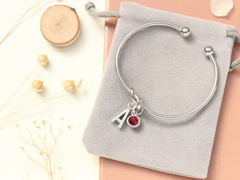 Personalised Initial Silver Bracelet Friendship Knot Cuff Bracelet, 4 of 10