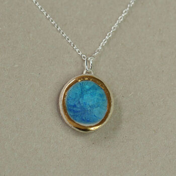 Turquoise Blue Lagoon Oval Sterling Silver Pendant, 2 of 5