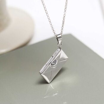 Sterling Silver Love Letter Envelope Necklace, 5 of 10