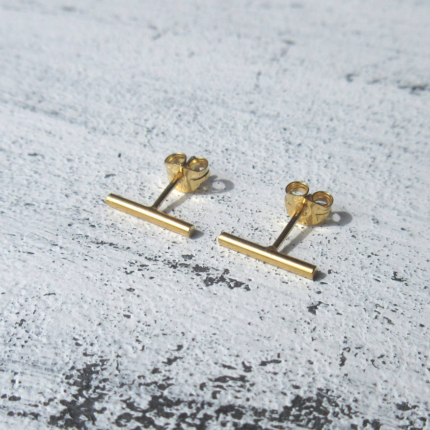 sterling silver bar stud earrings by marion made