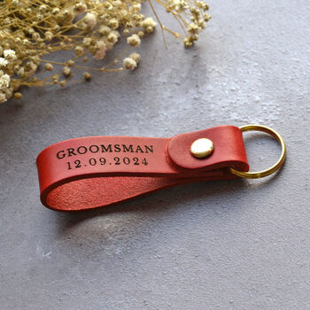 Groomsman Gifts Personalised Leather Keyrings With Initials And Wedding Role, 4 of 9