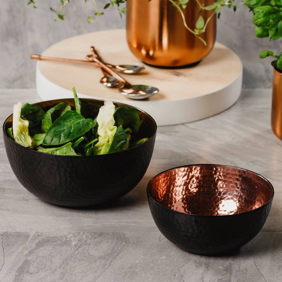 Black And Copper Hammered Bowl Set By Marquis & Dawe