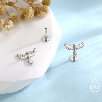 Phoenix Internally Threaded Flat Back Earrings In Sterling Silver, 3 of 11