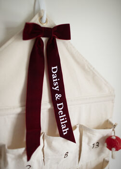 Personalised Canvas Advent Calendar Velvet Bow, 3 of 11