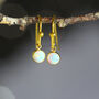 Tiny Gold Opal Earrings Dainty Everyday White Opal Jewelry For Women | October Birthstone Gift, thumbnail 6 of 9