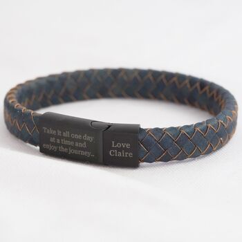 Men's Personalised Woven Leather Bracelet, 7 of 12