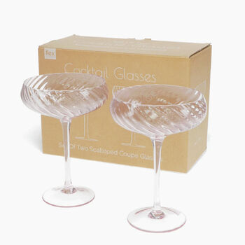 Pink Scalloped Coupe Cocktail Glasses, 3 of 3