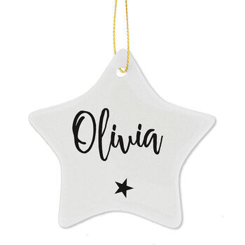 Personalised Name Ceramic Star Hanging Decoration, 3 of 3