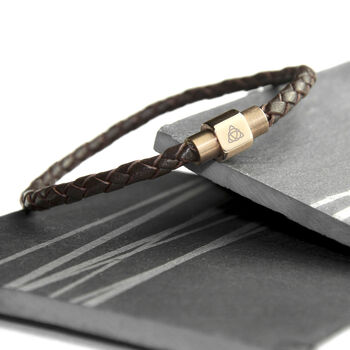 Personalised Celtic Trinity Woven Leather Bracelet, 7 of 12