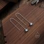 Aquamarine Blue Star Cz Threader Earrings, thumbnail 3 of 9