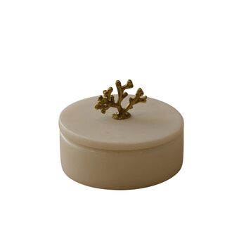 Handmade White Marble Storage Box With Bronze Coral Lid, 2 of 2