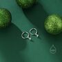 Sterling Silver Opal Trio Droplet Tiny Huggie Hoop Earrings, thumbnail 8 of 12