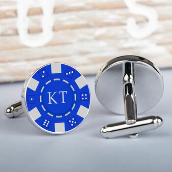 Personalised Silver Poker Chip Cufflinks, 4 of 5