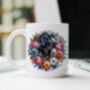 Personalised Black Labrador Floral Summer Dog Wreath Gift Keepsake Mug, thumbnail 1 of 2