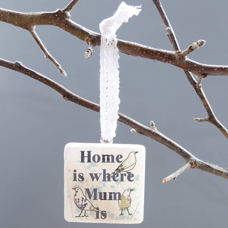 'Home Is Where Mum Is' Blue Hanging Decoration, 1 of 10