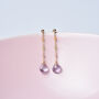 Tourmaline Pink Amethyst Drop Earrings, thumbnail 3 of 11
