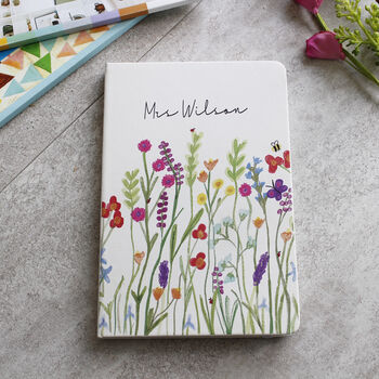 Personalised Wildflower Pattern Teacher Notebook, 2 of 4