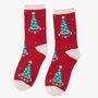 Women's Bamboo Socks Red Christmas Tree, thumbnail 1 of 3