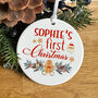Personalised First Christmas Ceramic Ornament With Name, thumbnail 1 of 7