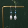 Sterling Silver Genuine Freshwater Pearl And Blue Opal Drop Earrings, thumbnail 1 of 12