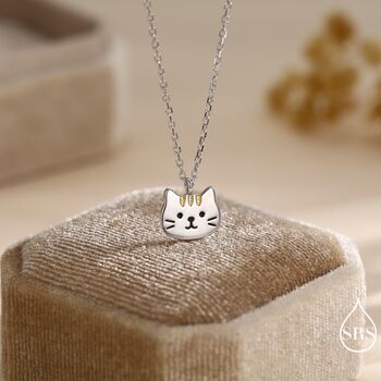 Orange Tabby Cat Pendant Necklace And Stud Earrings In Sterling Silver, 5 of 12