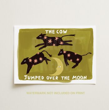 The Cow Jumped Over The Moon Children’s Nursery Art Print, 2 of 2