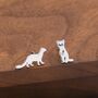 Mismatched Sterling Silver Cute Weasel Stud Earrings, Asymmetric Ferret Earrings, thumbnail 4 of 11