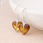 Sterling Silver Baltic Amber Ombre Heart Drop Earrings – 15mm, thumbnail 1 of 4