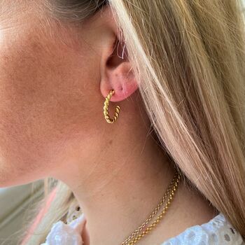 Alhambra Piccolo Twisted Gold Plated Hoop Earrings, 2 of 4