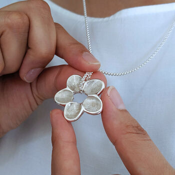Silver Personalised Fingerprint Flower Necklace, 6 of 9